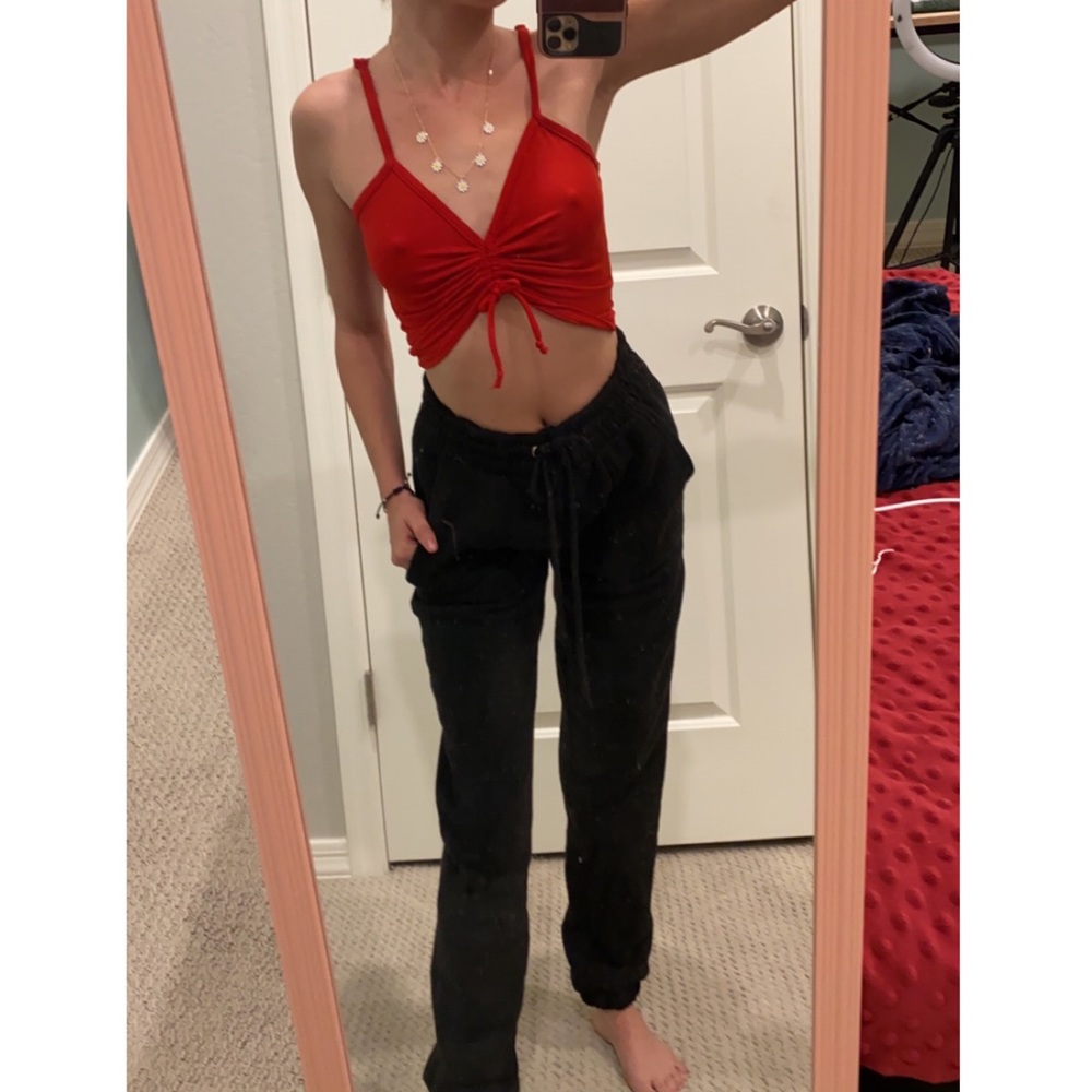 XS SMALL RED POLYESTER ADJUSTABLE STRAP TANK TOP